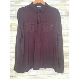 Calvin‎ Klein Men's Brown Long Sleeve Polo Shirt XL